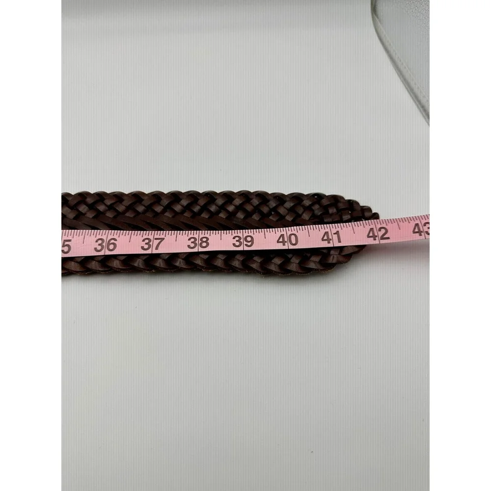 Womens Y2K Woven Leather Belt Sz Large Brown Vintage Wide Braided Boho